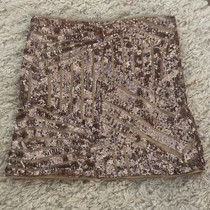 Rose Gold Sequin Mini Skirt